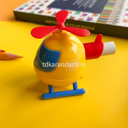 Точилка 1 отв. "Вертолетик" с контейнером и ластиком, пластик, 3 цвета 35-0016 от магазина "Карандаш"