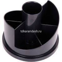 Набор настольный 15,3х15,3х14,5см 16 предметов, вращающийся, пластик, черный E38251A от магазина "Карандаш"