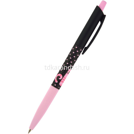 Ручка шариковая "HappyClick. Розовая кошечка" 0,5мм синяя, автомат 20-0241/10