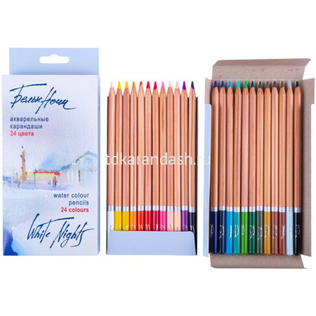 Карандаши акварельные 24 цвета круглые, дерево, картон Белые Ночи 158411253 от магазина "Карандаш"