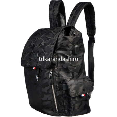 Рюкзак 37х28х17см, 780гр, 2 отделения, 4 кармана, USB разъем, паттерн с блеском, черный ВР89819 от магазина "Карандаш"
