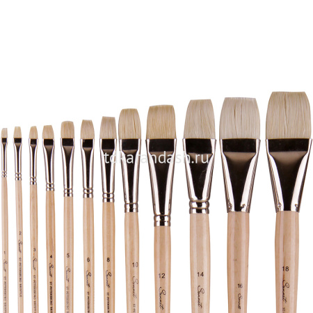 Кисть щетина плоская № 2 (6мм) длинная ручка DK10018/02 от магазина "Карандаш"