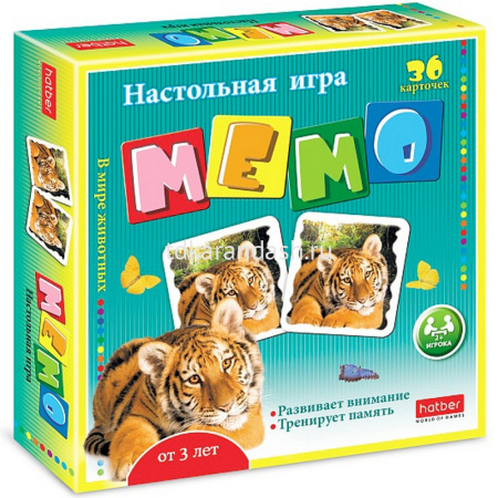 Игра настольная "Мемо. В мире животных" 36 карточек 36ИнМ_12755/035962