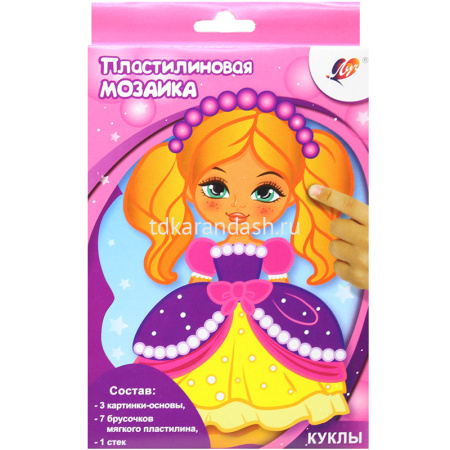 Набор д/творчества "Пластилиновая мозаика. Куклы, Пчёлка, Рыбка, Грибок, Динозаврики, Дед Мороз" от магазина "Карандаш"