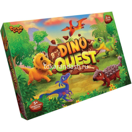 Игра настольная "Dino Quest" (игровое поле, фишки, кубик, карточки) DT G99