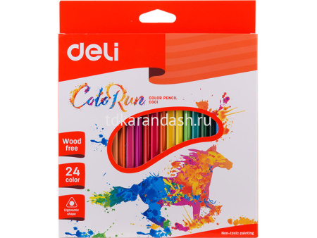 Карандаши 24 цвета "ColoRun" трехгранные пластиковые европодвес EC00120