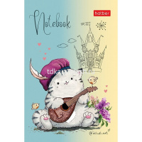 Блокнот А7 48л "Приключения кота Пирожка" клетка, склейка, 3-х цветный блок, 5 дизайнов 066317 от магазина "Карандаш"