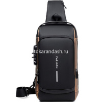 Сумка через плечо 31х16х9см 1 отделение, 3 кармана, кодовый замок, USB разъем, черная SD342 от магазина "Карандаш"