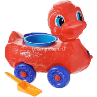 Каталка-песочница на веревке "Утка" 29х18х26см пластик, цвет ассорти 9097/РС от магазина "Карандаш"