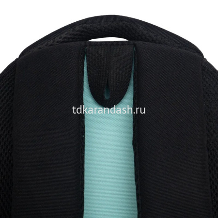 Рюкзак 30х39х20см, 760гр, 3 отделения, 4 кармана, черный/мятный, с брелком RG-562-2/1 от магазина "Карандаш"