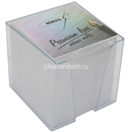 Пластиковый бокс 9х9х9см прозрачный с блоком белой бумаги КУБ-9Б