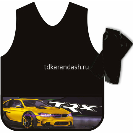 Фартук-накидка для труда "Yellow car" 56,8х40,5см с нарукавниками, печать на кармане ФН-1