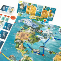 Игра настольная "Кругосветная экспедиция" 30х30см (поле, карты, стрелки, билеты, жетоны) PG-17371 от магазина "Карандаш"