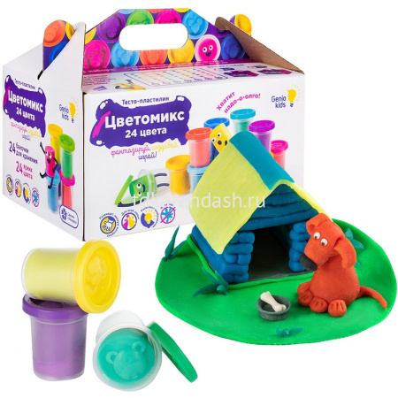 Набор д/лепки из теста 24 цвета 50гр. (тесто-пластилин, крышки-штампики) TA1097 от магазина "Карандаш"