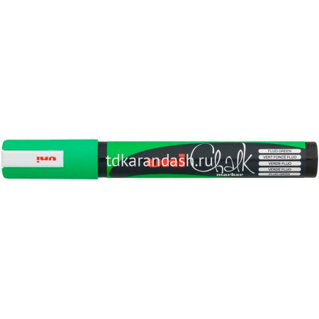 Маркер - жидкий мел "PWE-5M" флуоресцентно-зеленый, пулевидный наконечник, толщина линии 1.8-2.5мм от магазина "Карандаш"