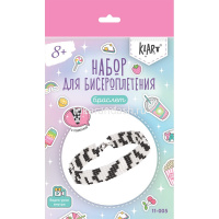 Набор для бисероплетения "Браслет. Зебра" 1,5см (бисер, нить, иглы, карабин) 11-005 от магазина "Карандаш"