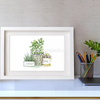 Набор для раскрашивания "Акварельный скетч. Суккуленты в горшках" А4 1 лист RPSA-0042 от магазина "Карандаш"