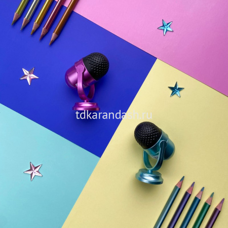 Точилка 1 отв. "Микрофон" с контейнером и ластиком, пластик, 2 вида 35-0041 от магазина "Карандаш"