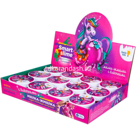 Игрушка-слайм "Мялка-жмялка" 80гр. с блестками, цвеет ассорти SLI04 от магазина "Карандаш"