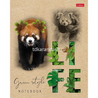Тетрадь А5 96л клетка "Green Life" на скобе крафт 5 дизайнов 96Т5В1/075382 от магазина "Карандаш"