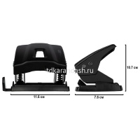 Дырокол "Essentials Metal" 30л 2-отв, d-5,5мм, с линейкой, металл, черный 403411 от магазина "Карандаш"