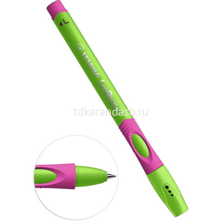 Ручка шариковая для левшей 0,45мм синяя, зеленый/малиновый корпус 6318/7-10-41