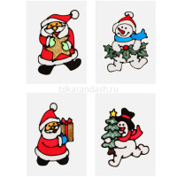 Наклейка декоративная "Дед Мород/Снеговик" 15x20см пвх 4 вида 336-462 от магазина "Карандаш"
