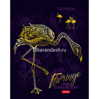 Тетрадь А5 48л клетка "Фламинго" на скобе 3D фольга матовая ламинация 5 дизайнов 063154 от магазина "Карандаш"