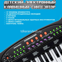 Синтезатор с микрофоном 50х19см 37 клавиш, пластик, блок питания HS999A от магазина "Карандаш"