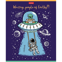 Тетрадь А5 48л клетка "Привет, земляне!" на скобе выборочный лак 5 дизайнов 073294 от магазина "Карандаш"