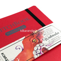 Скетчбук 16х16см 25л 200г/м2 "Fin" акварельная бумага, на спирали,на резинке,твердая обложка,красный от магазина "Карандаш"