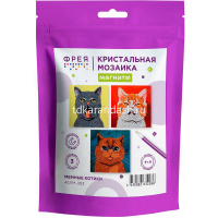 Алмазная мозаика 9х9см "Мемные котики" на магните полная выкладка ALVM-303 от магазина "Карандаш"