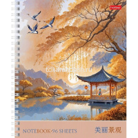 Тетрадь А5 96л клетка "Удивительная Азия" на спирали ламинация Soft-touch 2 дизайна 089901 от магазина "Карандаш"