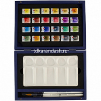 Краски акварельные 24 цвета "Белые Ночи" (фарфоровая палитра, 3 кисточки) 19432137 от магазина "Карандаш"