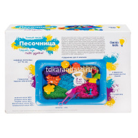 Набор "Умный песок c надувной песочницей" (песок 5цв. 400гр., 10 формочек, 2 штампика, стек, совок) от магазина "Карандаш"