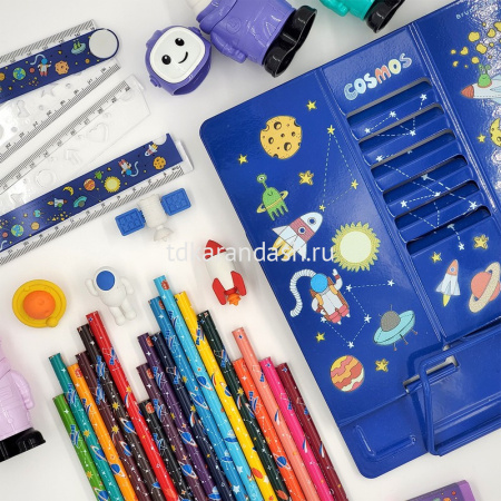 Линейка 15-30см "HappyGraphix. Космос" складная, с трафаретом, пластик 45-0010/03 от магазина "Карандаш"