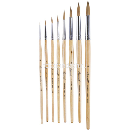 Кисть колонок микс круглая №6 короткая ручка 111206 от магазина "Карандаш"