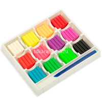 Пластилин 12 цветов 144гр. "Играй. Неоновые цвета" восковой, со стеком, картон LPMCF-0112 от магазина "Карандаш"