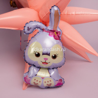 Шар воздушный 41см(16") на палочке "Мини. Зайка сиреневый" с клапаном, фольга 23615 от магазина "Карандаш"