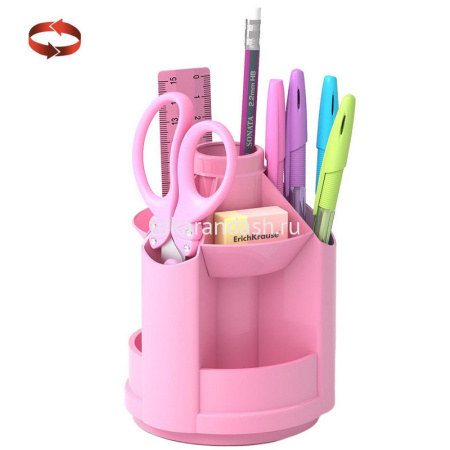 Набор настольный "Mini Desk. Pastel" 18,5х10,5х24см 8 предметов, вращающийся, пластик,розовый 53231