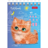 Блокнот А7 40л "Кошарики" клетка, на спирали, 6 дизайнов 076975 от магазина "Карандаш"