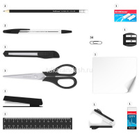 Набор настольный "Office Classic" 15х15,5х15см 12 предметов, вращающийся, пластик, черный 12 от магазина "Карандаш"