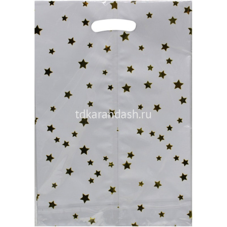 Пакет подарочный "Звезды" 17,5х25см фольга белый Y9006-19
