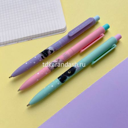 Ручка шариковая "FunClick. Kitty life" 0,7мм синяя, автомат, корпус Soft Touch 3 вида 20-0297/07 от магазина "Карандаш"