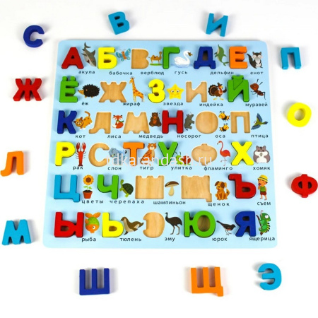 Игра логическая "Алфавит русский" 30х30см дерево 11393-24 от магазина "Карандаш"