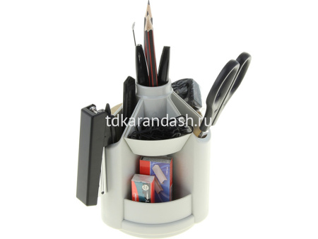 Набор настольный "Mini Desk" 11х11х20см 12 предметов, вращающийся, пластик, серый 12516 от магазина "Карандаш"