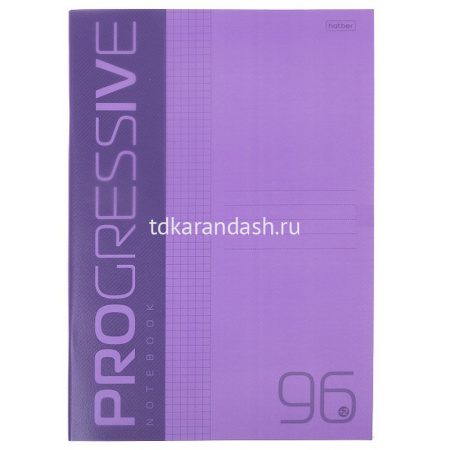 Тетрадь А4 96л клетка "Progressive. Фиолетовая" на скобе, пластиковая обложка 96Т4В1/084965