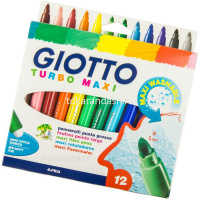 Фломастеры 12 цветов "Turbo Maxi" утолщенные с вентилируемым колпачком смываемые картон 454000 от магазина "Карандаш"