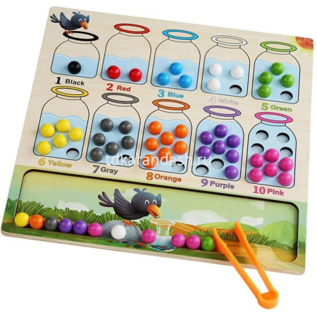 Игра логическая "Подбери цвета" 30х30см дерево (55 бусин, пицнет) XJ4110 от магазина "Карандаш"