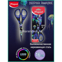 Ножницы 16см "DeepSea" сталь, ручки пластик с прорезиненными вставками, лезвия с принтом 466918 от магазина "Карандаш"